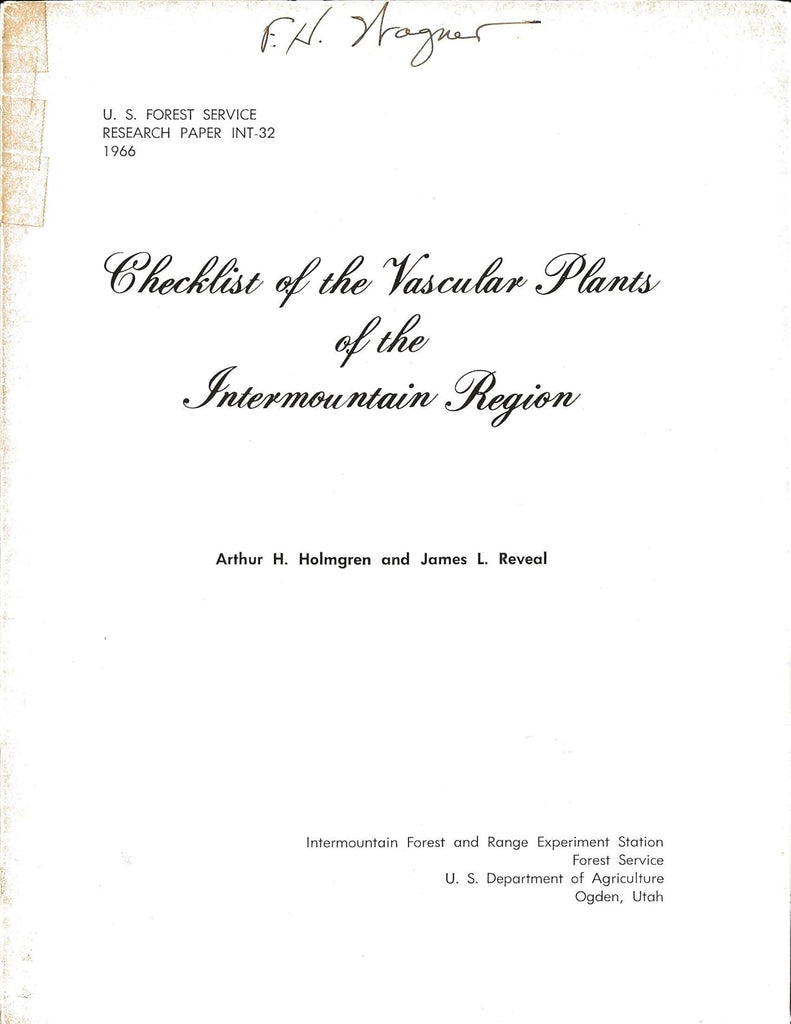 CHECKLIST OF THE VASCULAR PLANTS OF THE INTERMOUNTAIN REGION (Signed)